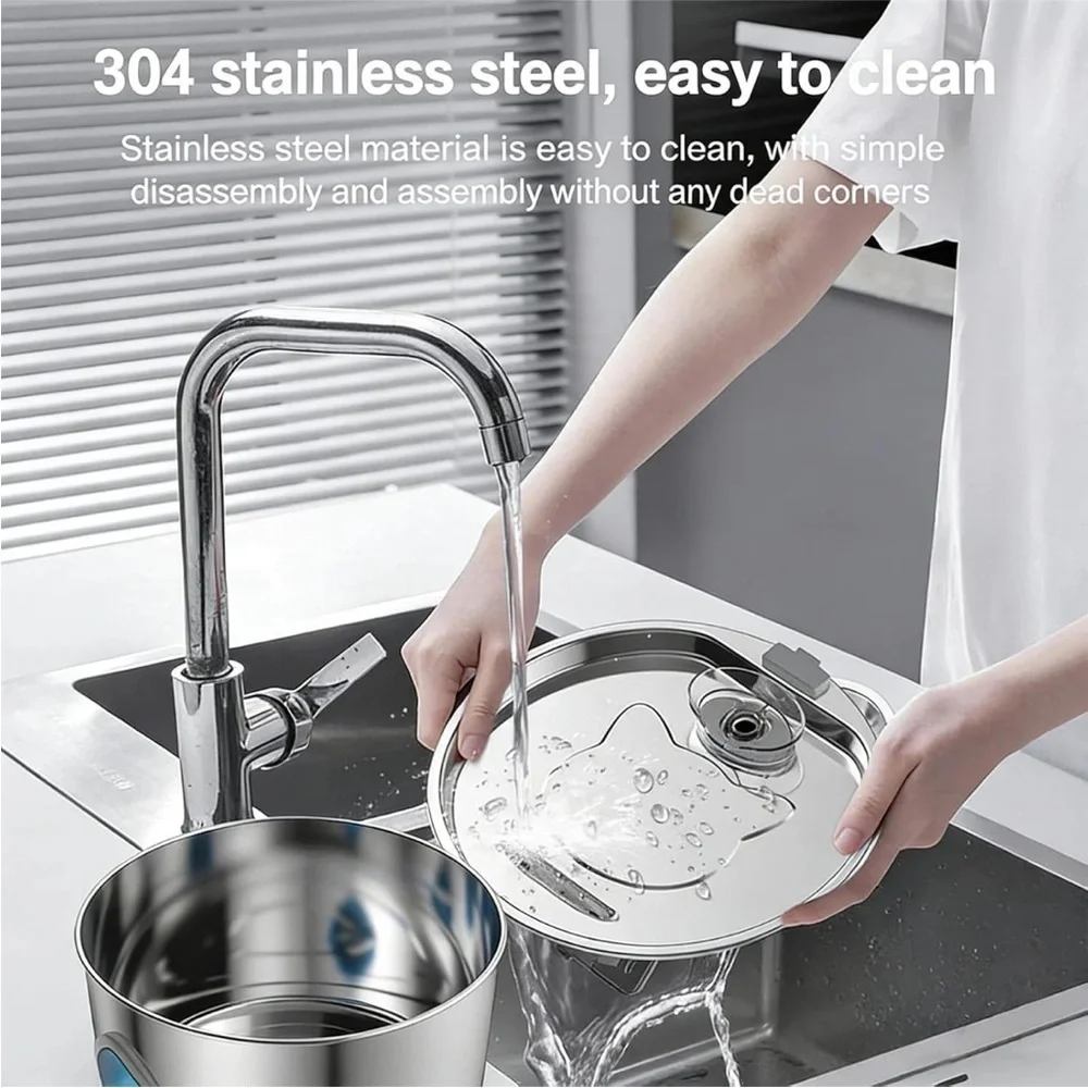 NIB Stainless Steel 3.2L Pet H2O Fountain Triple Defense PROTechnology